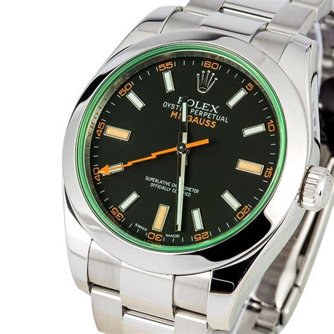 rolex milgauss zaffiro verde|rolex milgauss 116400 price.